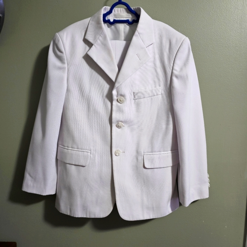 First communion white Suit Perry Ellis Boys Suit, Solid 2-Piece